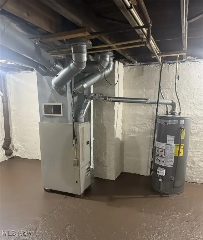 Utilities with gas water heater and heating unit