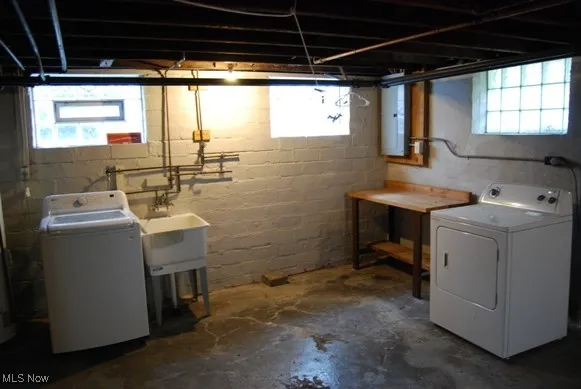 Basement with washer / dryer and electric panel