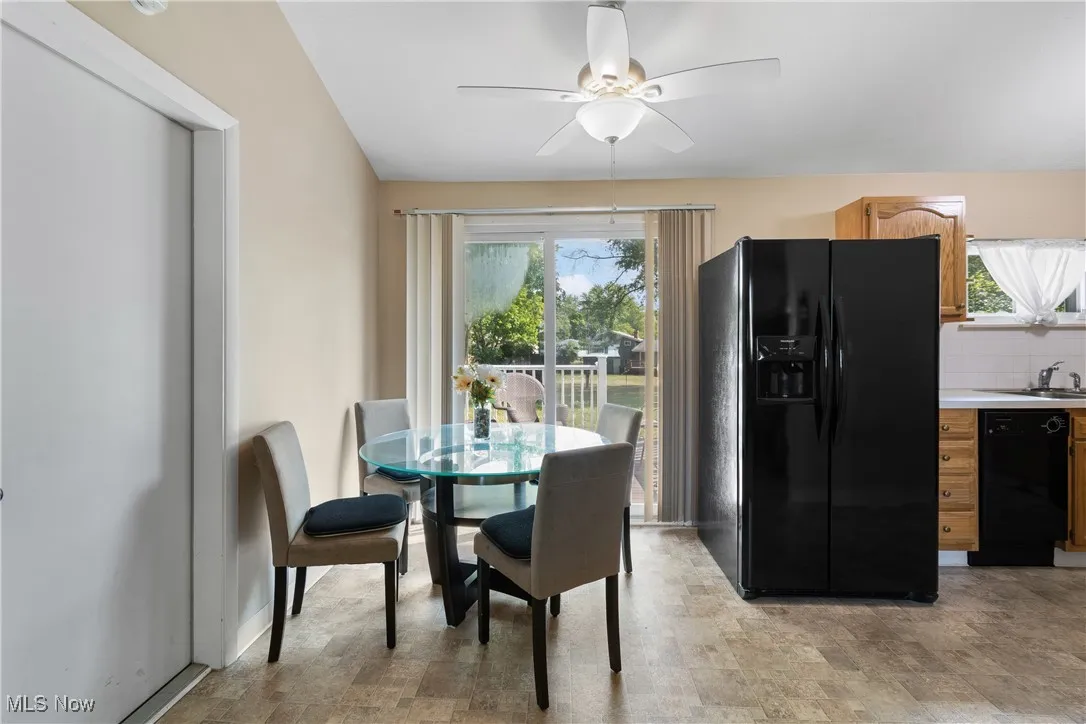 Dining room featuring a ceiling fan