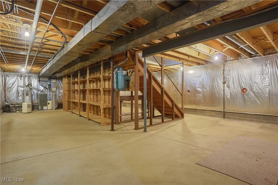 Unfinished below grade area with heating unit