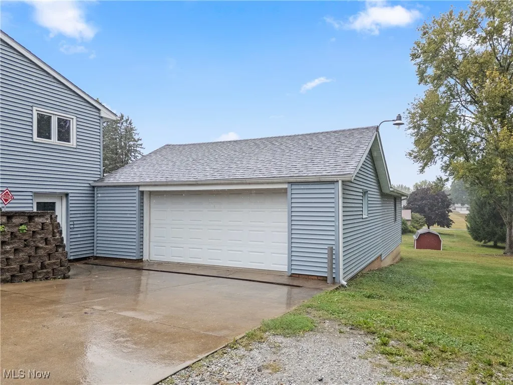 View of detached garage