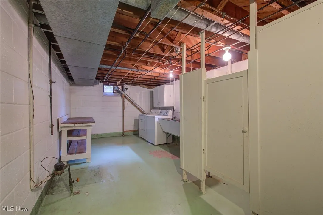 Basement with a sink