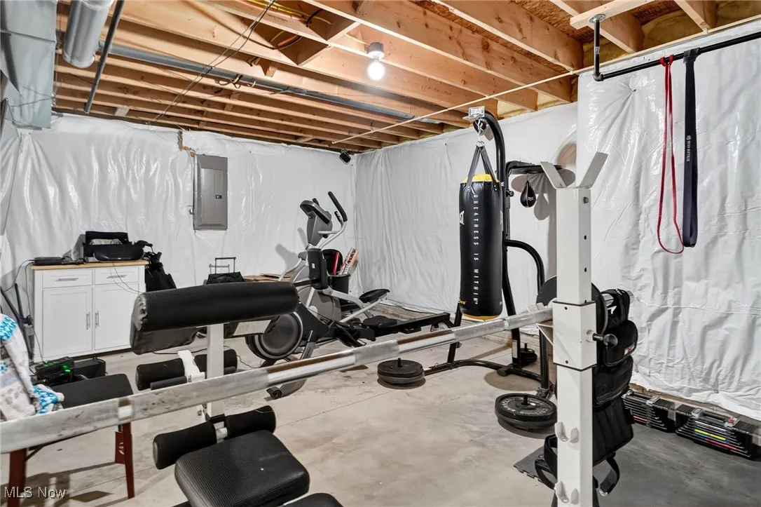 Exercise room with electric panel
