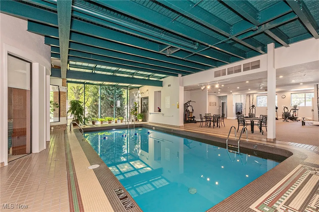 The indoor pool near the community space