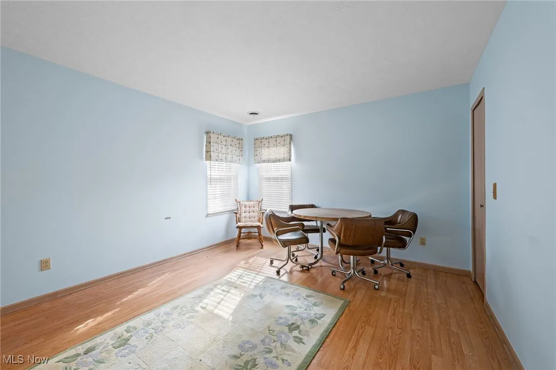 Bonus area with light wood finished floors and baseboards