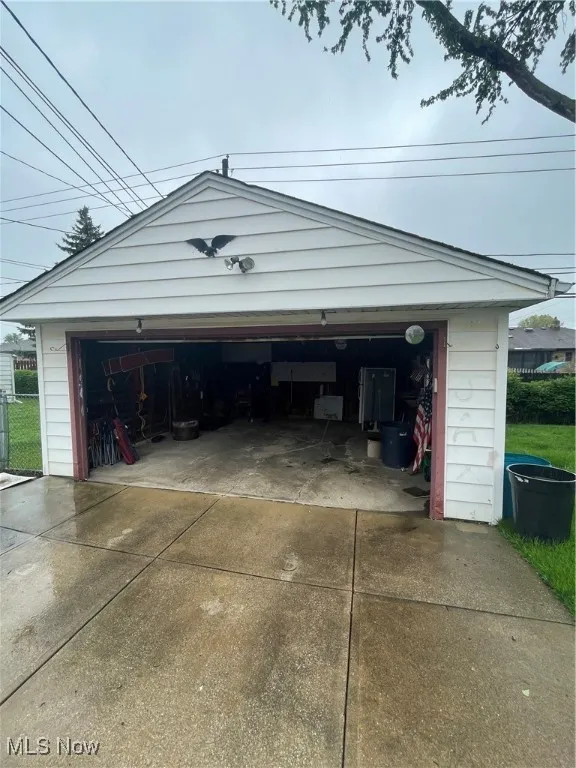 View of detached garage