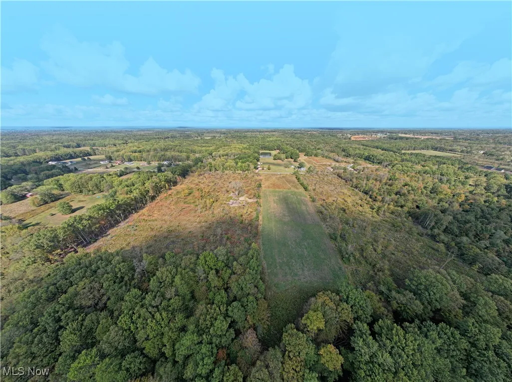 Aerial overview of property's location featuring a forest