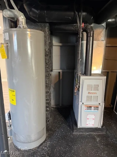 Utilities featuring gas water heater and heating unit