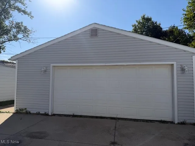 View of detached garage