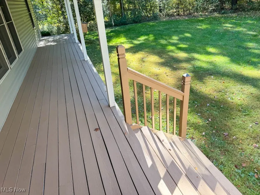 Wooden deck with a lawn