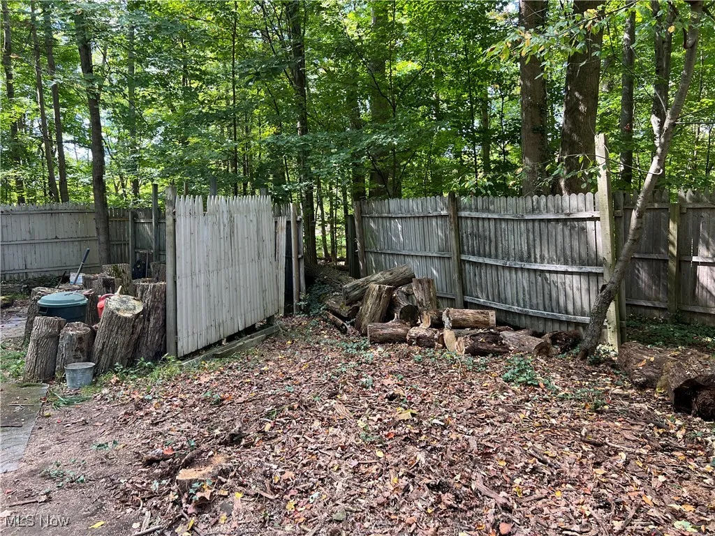View of fenced backyard