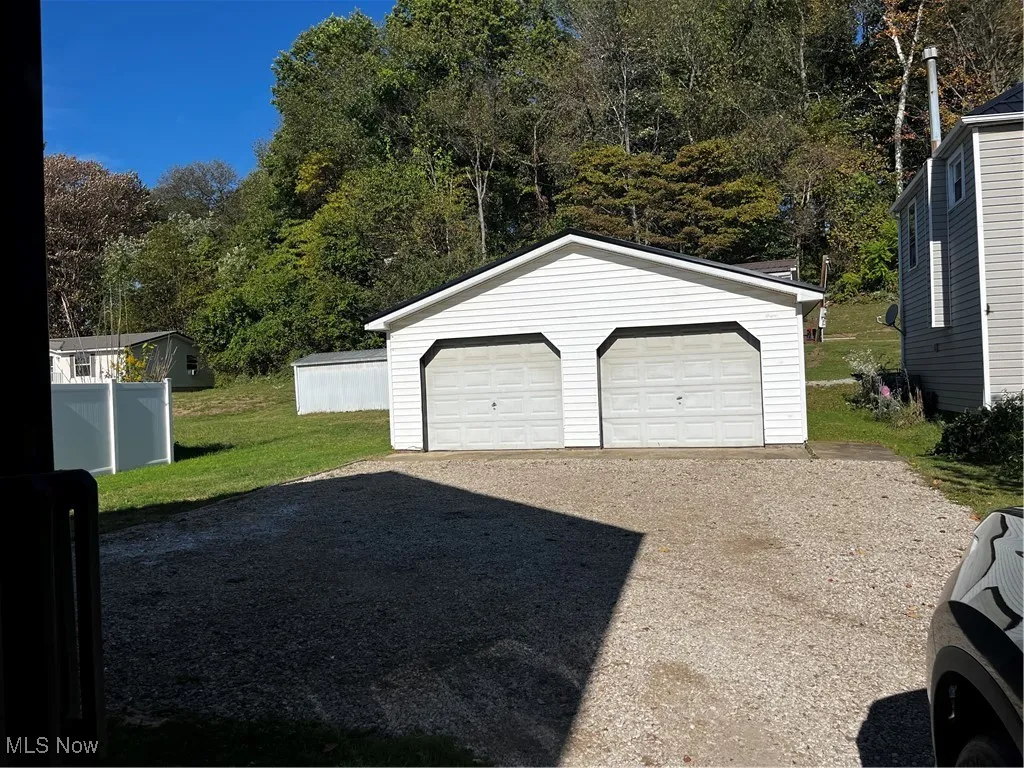 View of detached garage