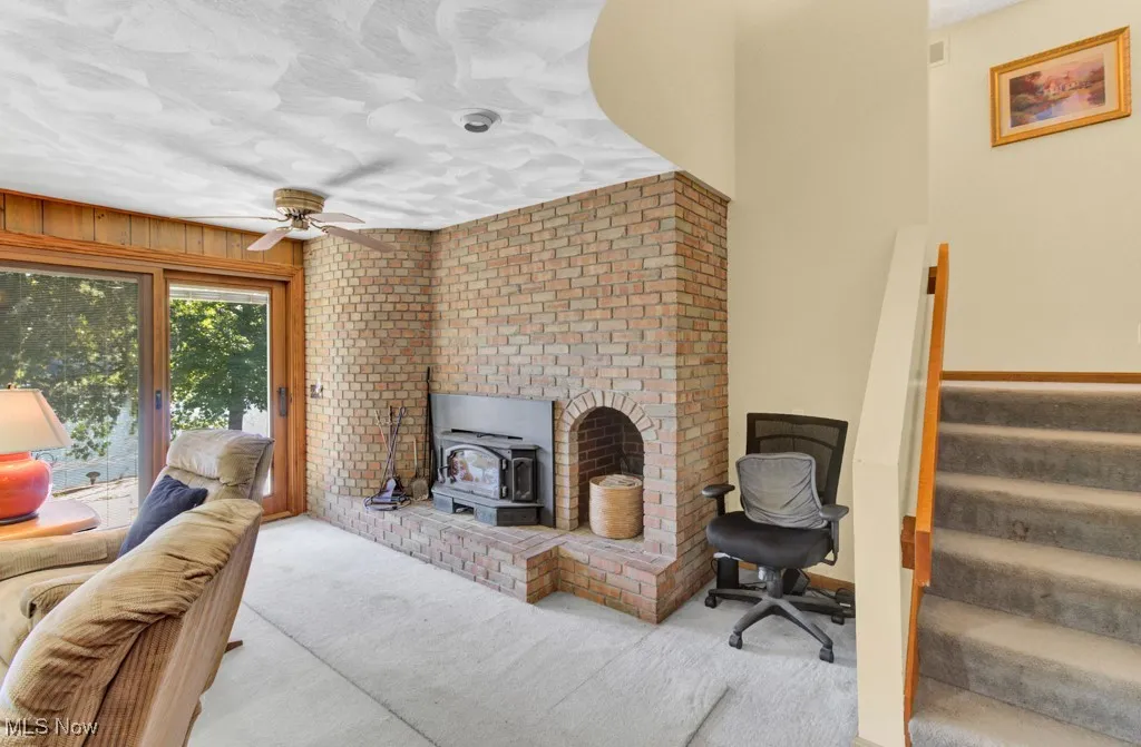 Woodburner and walks out to patio area
