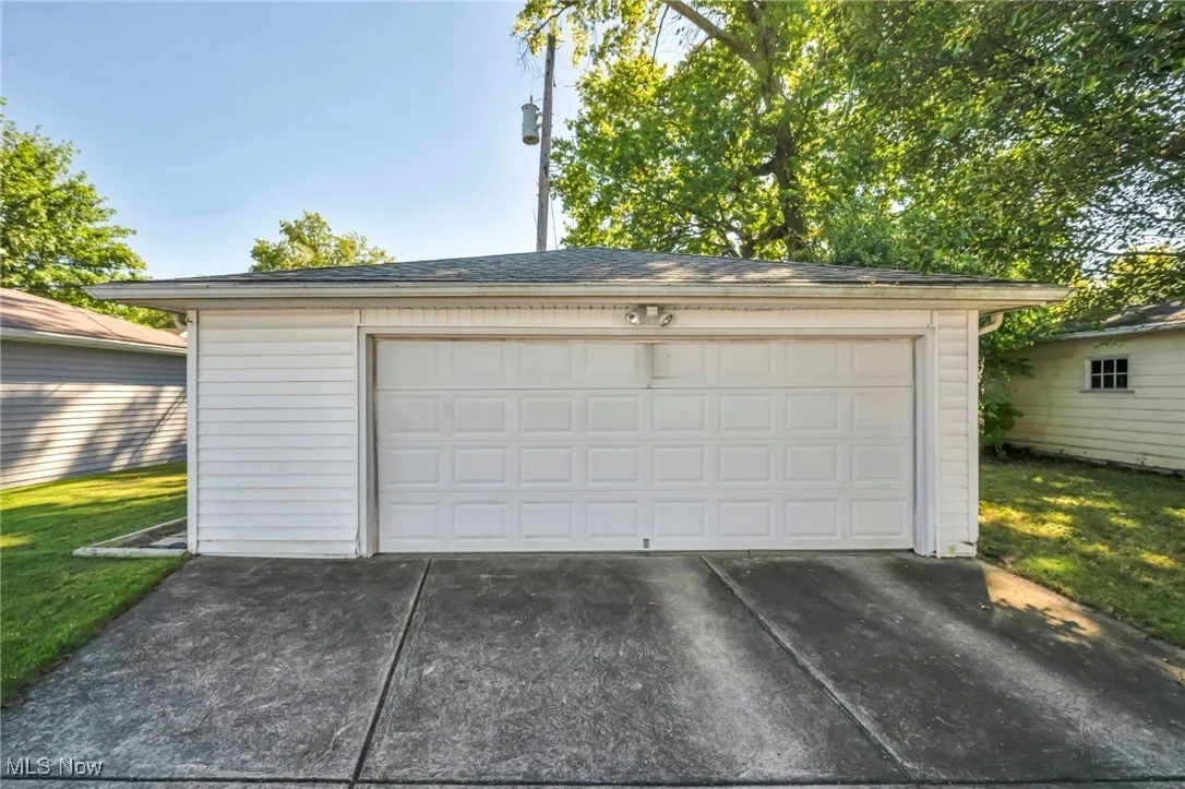 View of detached garage
