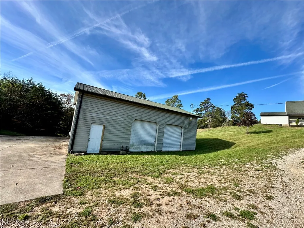 View of detached garage