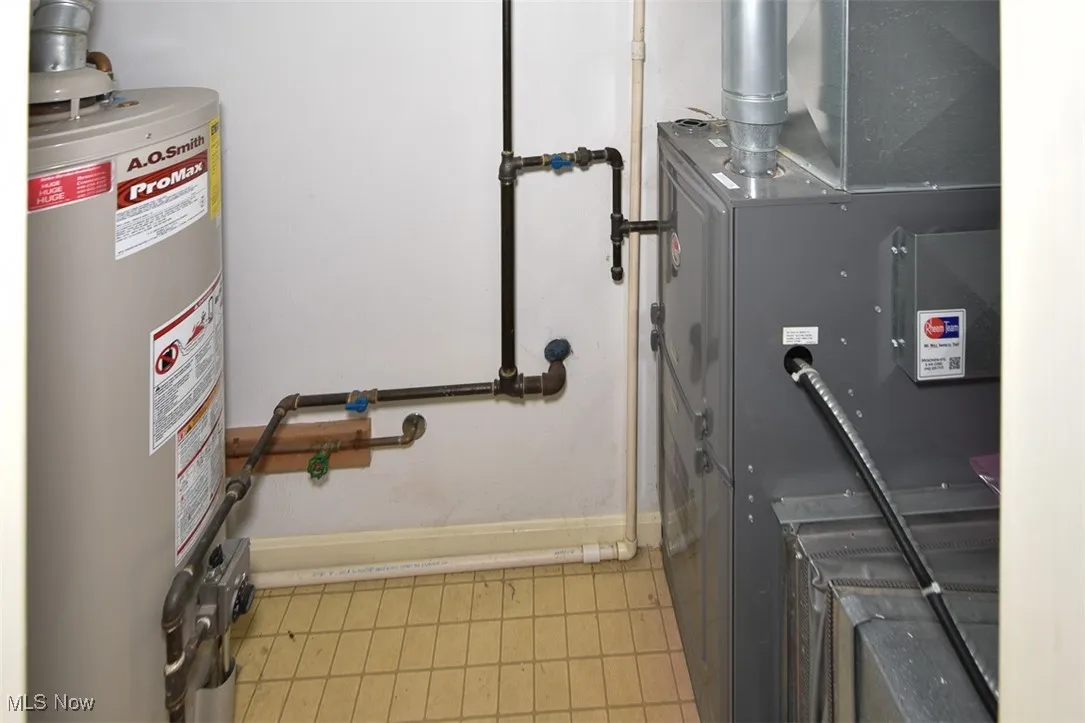 Utilities with heating unit and gas water heater