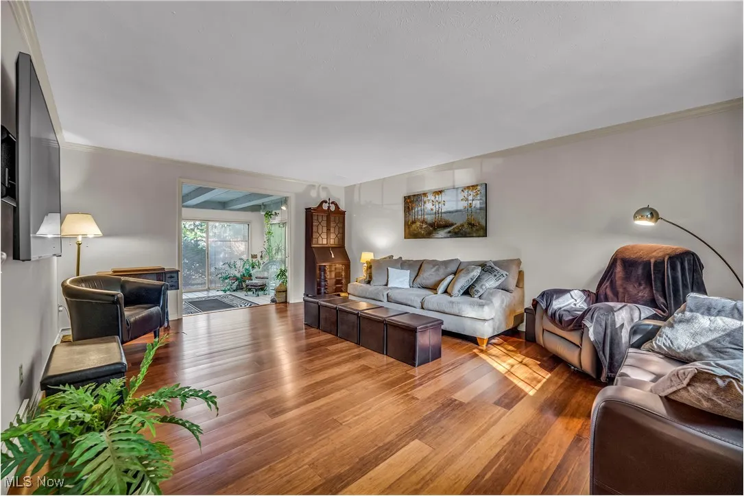 Formal living room with newer, Rich Bamboo flooring - one to 4 season sunroom