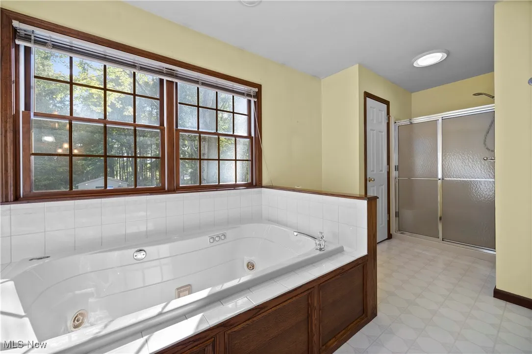 jacuzzi tub, shower and tons of natural light!