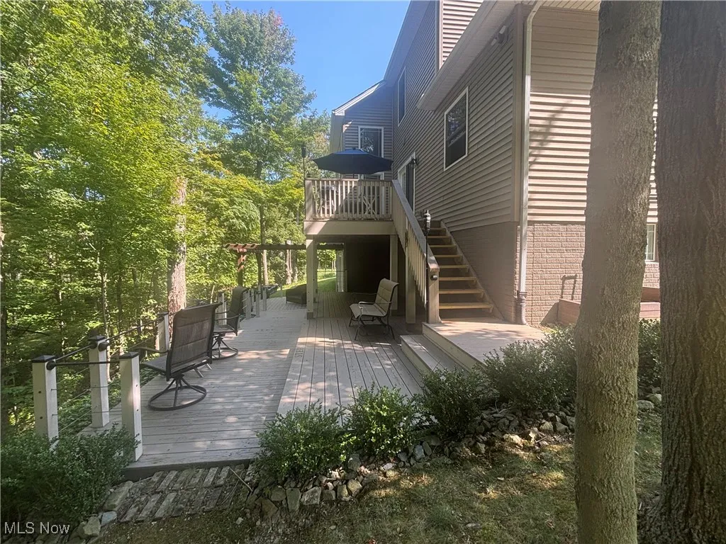 Deck featuring stairs