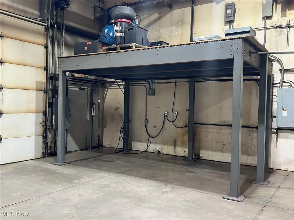 Garage featuring electric panel