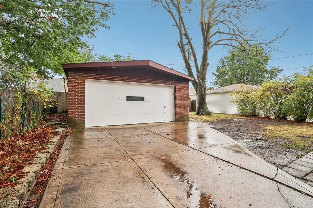 View of detached garage