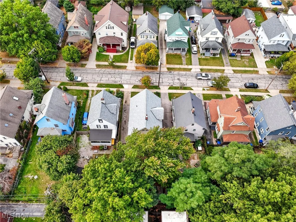 Aerial perspective of suburban area