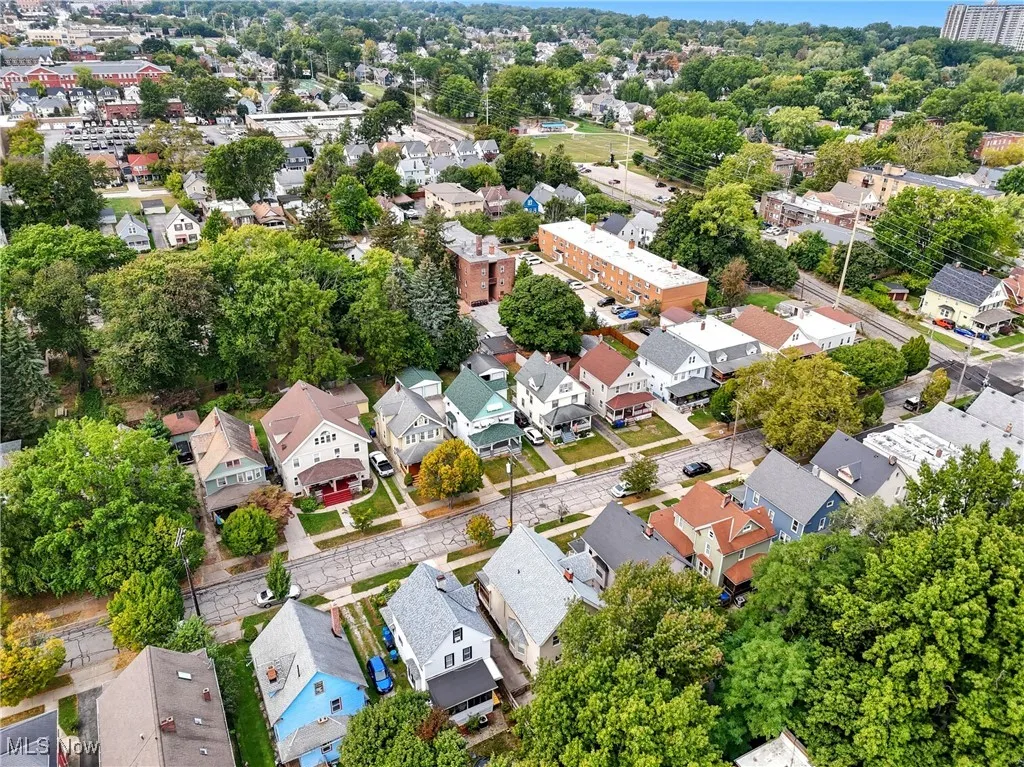 Aerial perspective of suburban area