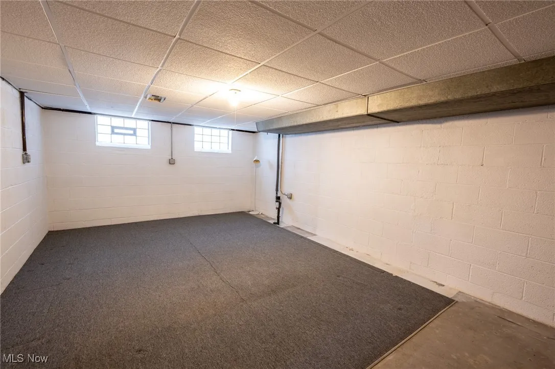 Basement with a drop ceiling