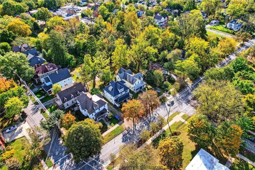 Aerial perspective of suburban area