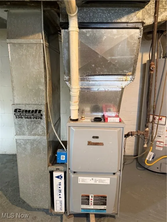 Utility room with heating unit and water heater