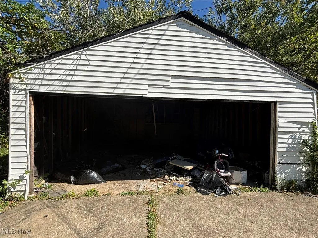 View of detached garage