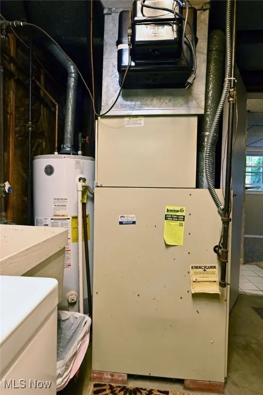 Utilities featuring heating unit and gas water heater