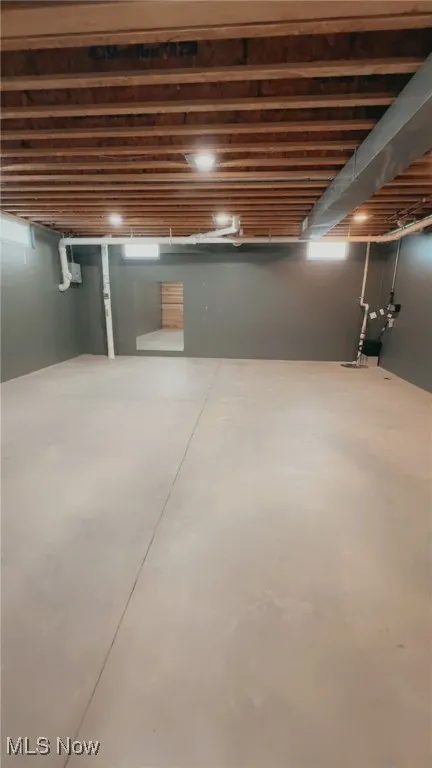 View of partially finished basement