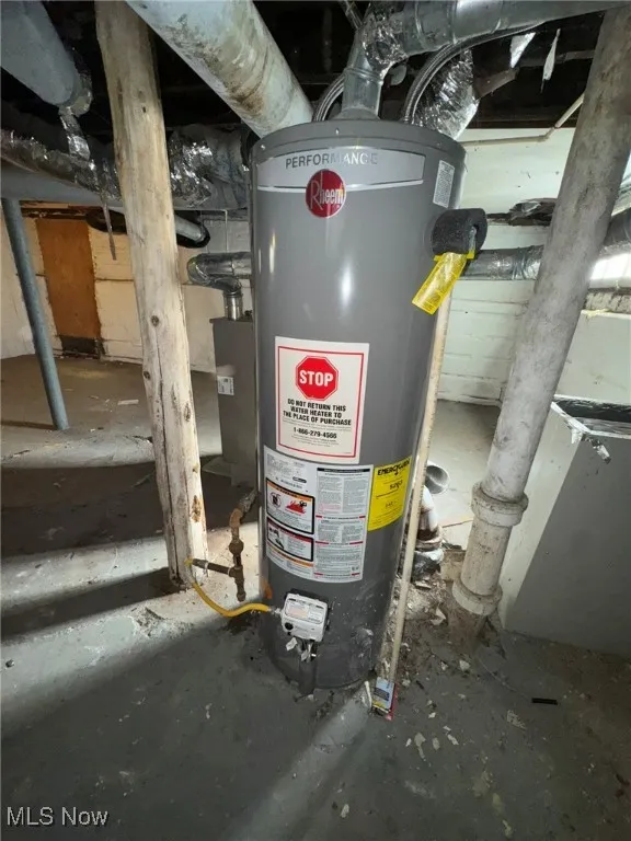 Utilities featuring gas water heater