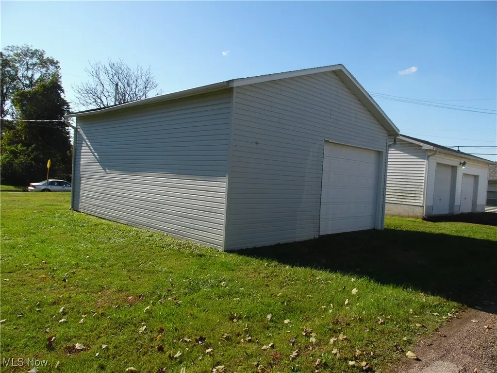 View of detached garage