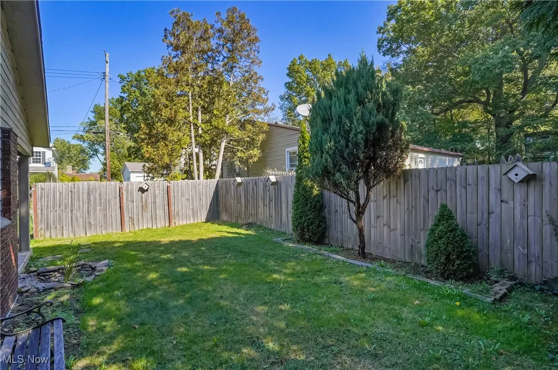 View of fenced backyard
