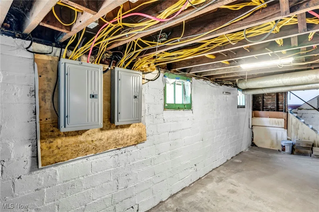 Basement with electric panel