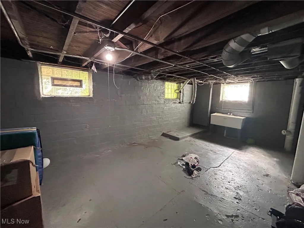 Basement with a sink