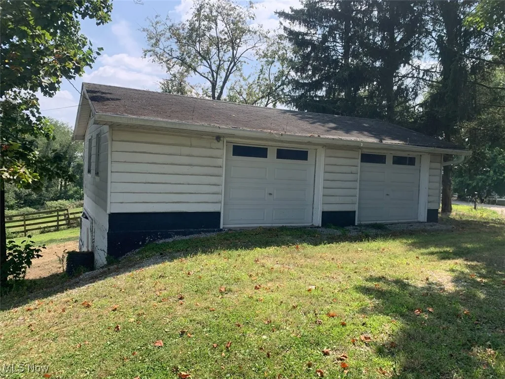 View of detached garage