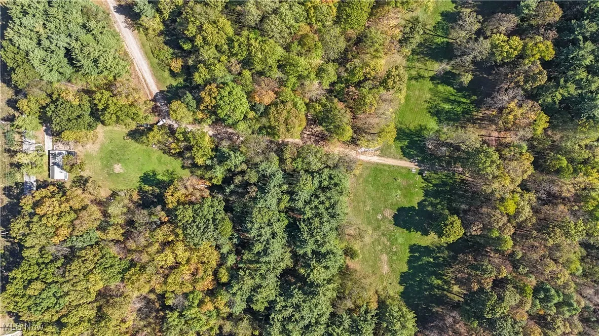 Aerial overview of property's location with a forest