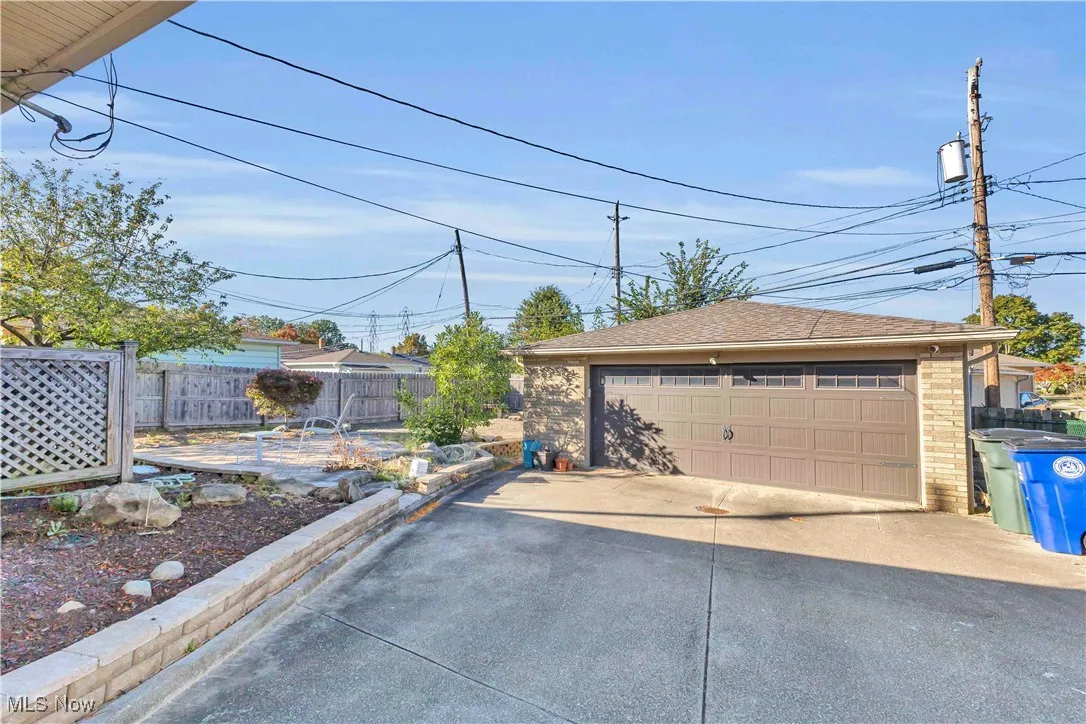 View of detached garage