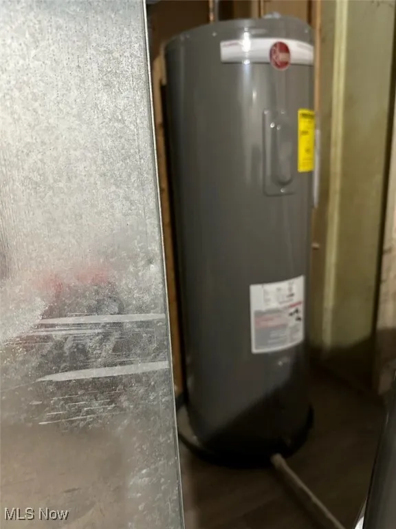 Utility room with electric water heater