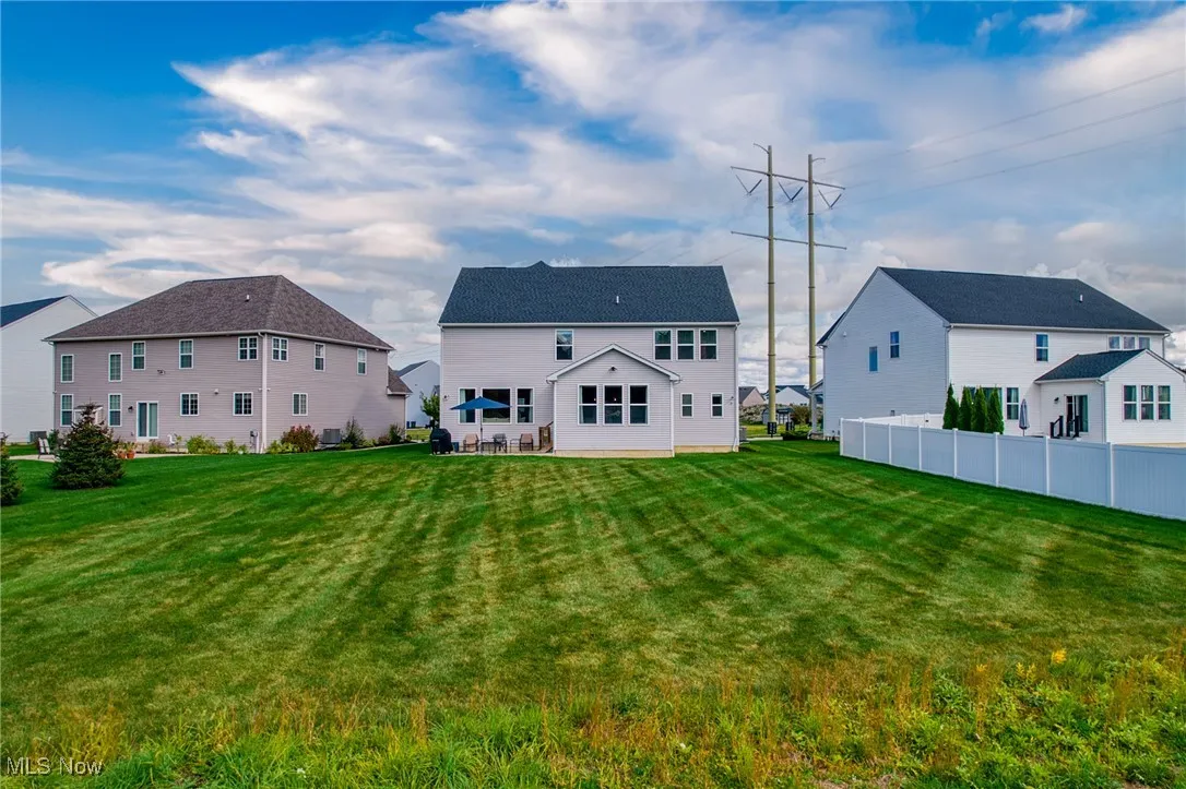 Back of property featuring a patio and a residential view