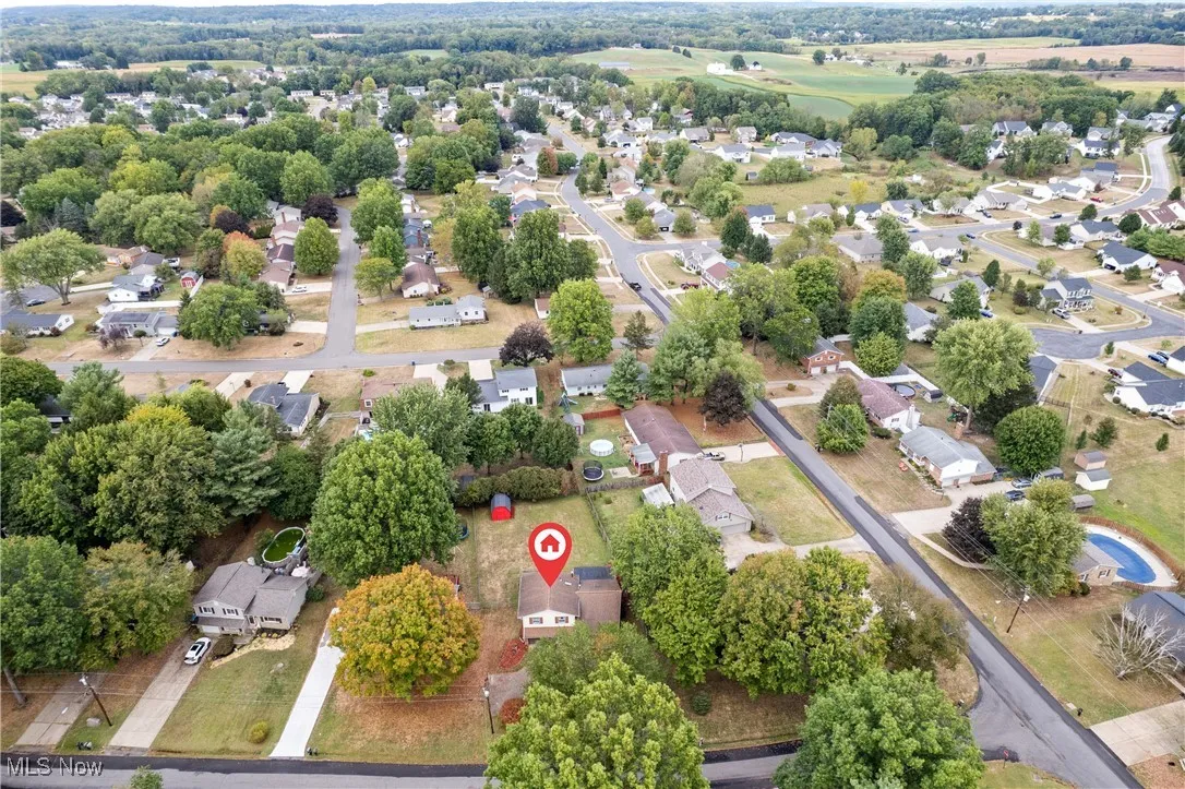 Aerial perspective of suburban area