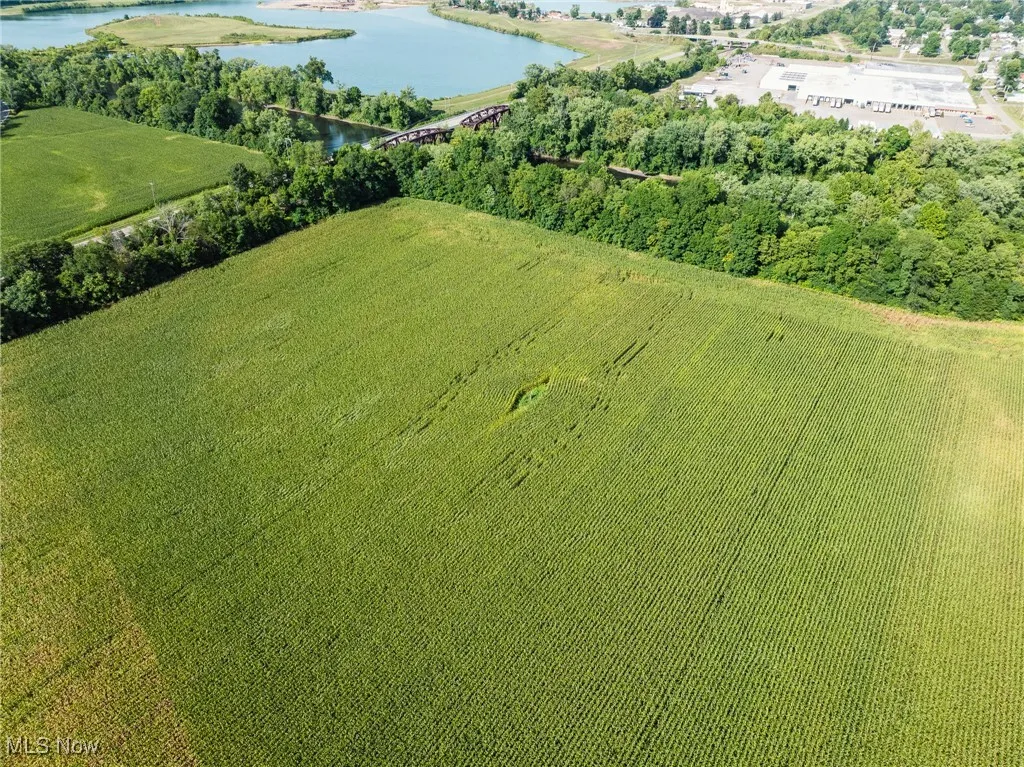 Bird's eye view of a nearby body of water