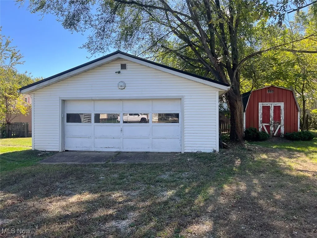 View of detached garage