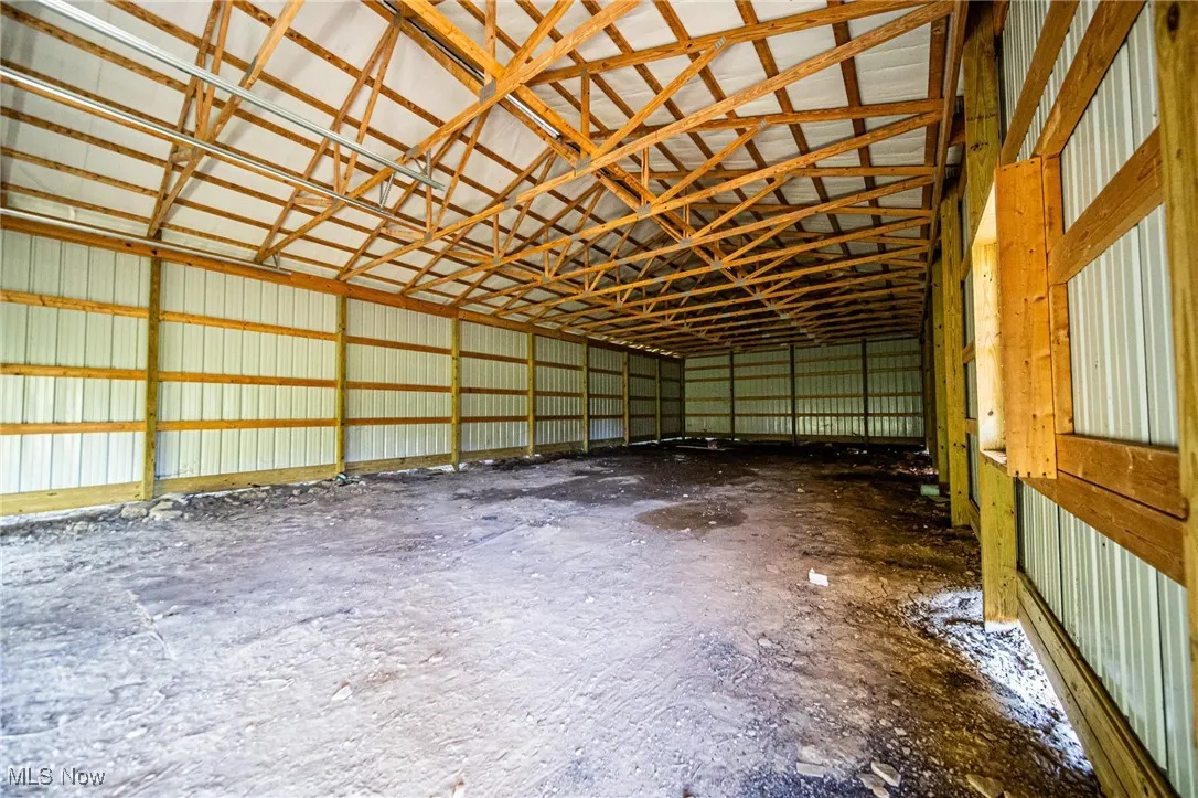Garage with metal wall