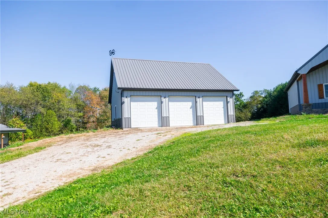 View of detached garage