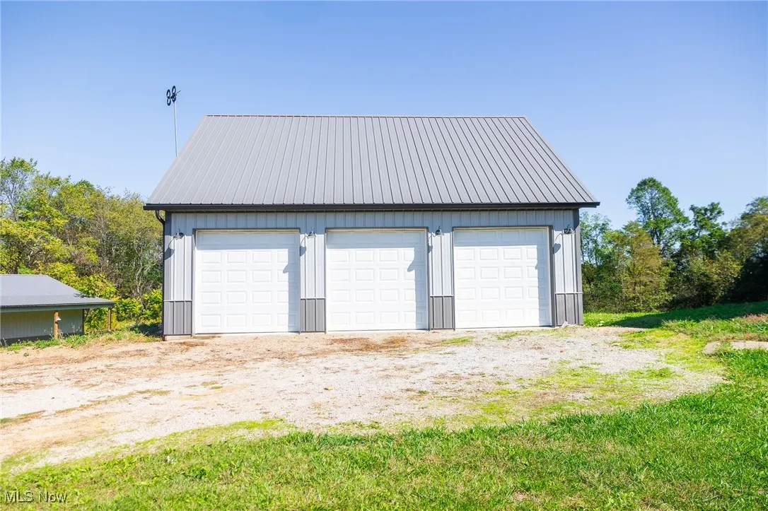 View of detached garage