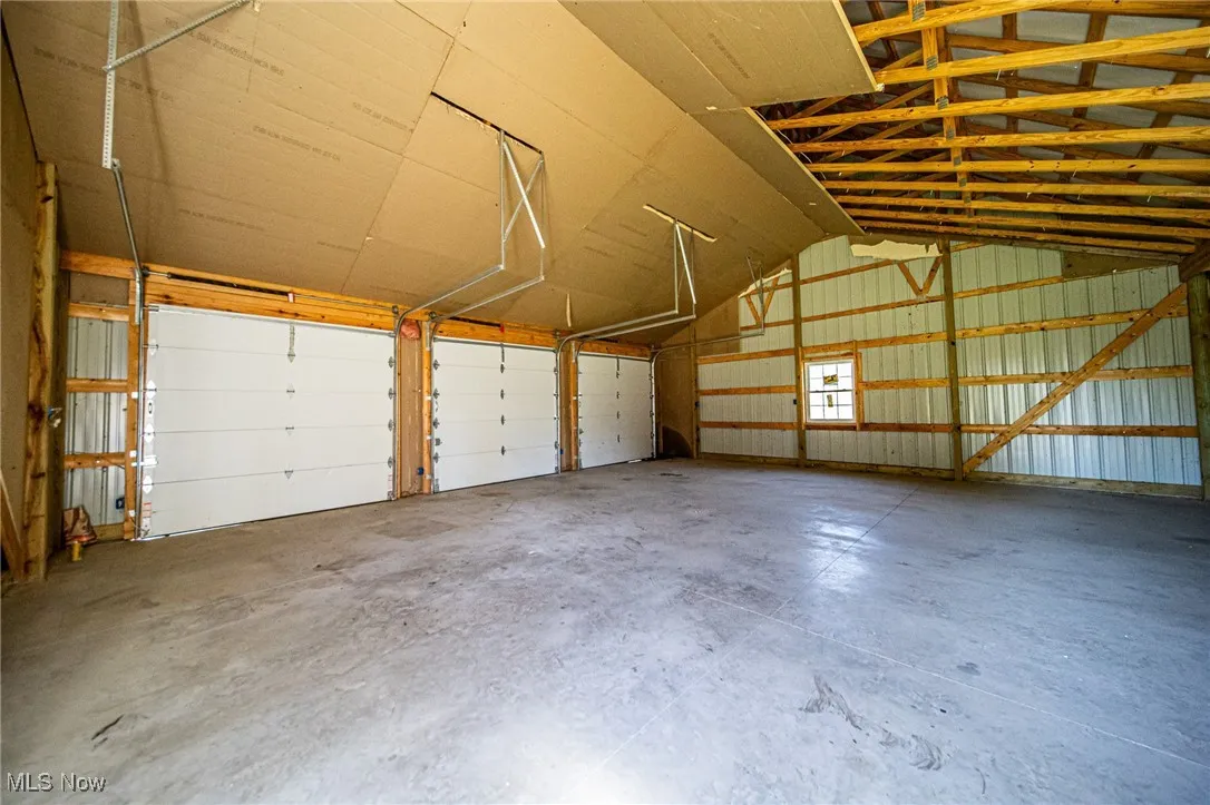 Garage with metal wall